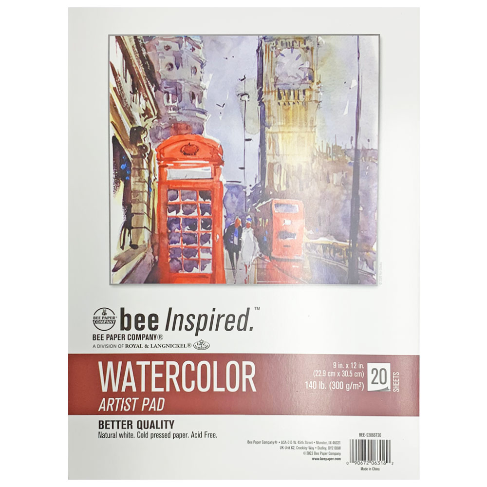 Bee Paper Bee Inspired Artist Watercolor Paper Pad 20 Sheets 9"x12"