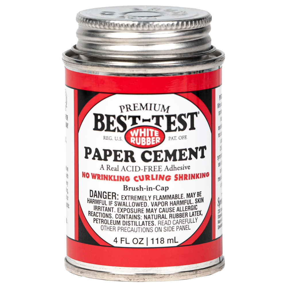 Best-Test Quality Rubber Cement, Brush-In-Cap, Plastic 4oz Bottle