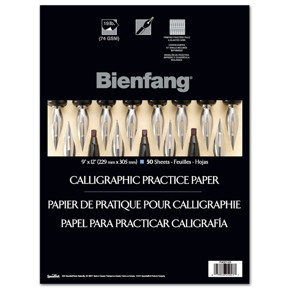 Bienfang Lined Calligraphy Practice Paper Pad 50 Sheets 9"x12" White
