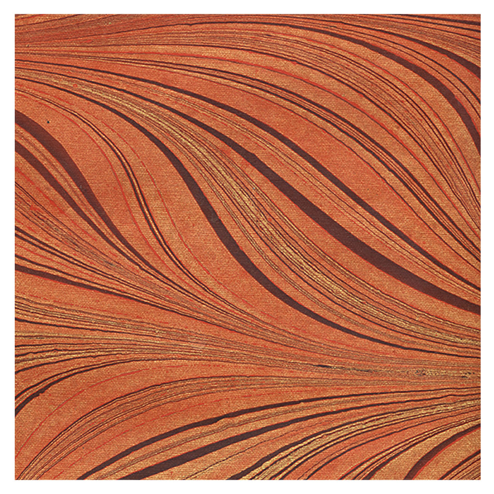 Black Ink Indian Marbled Flambe Paper 22"x30" Gold/Crimson