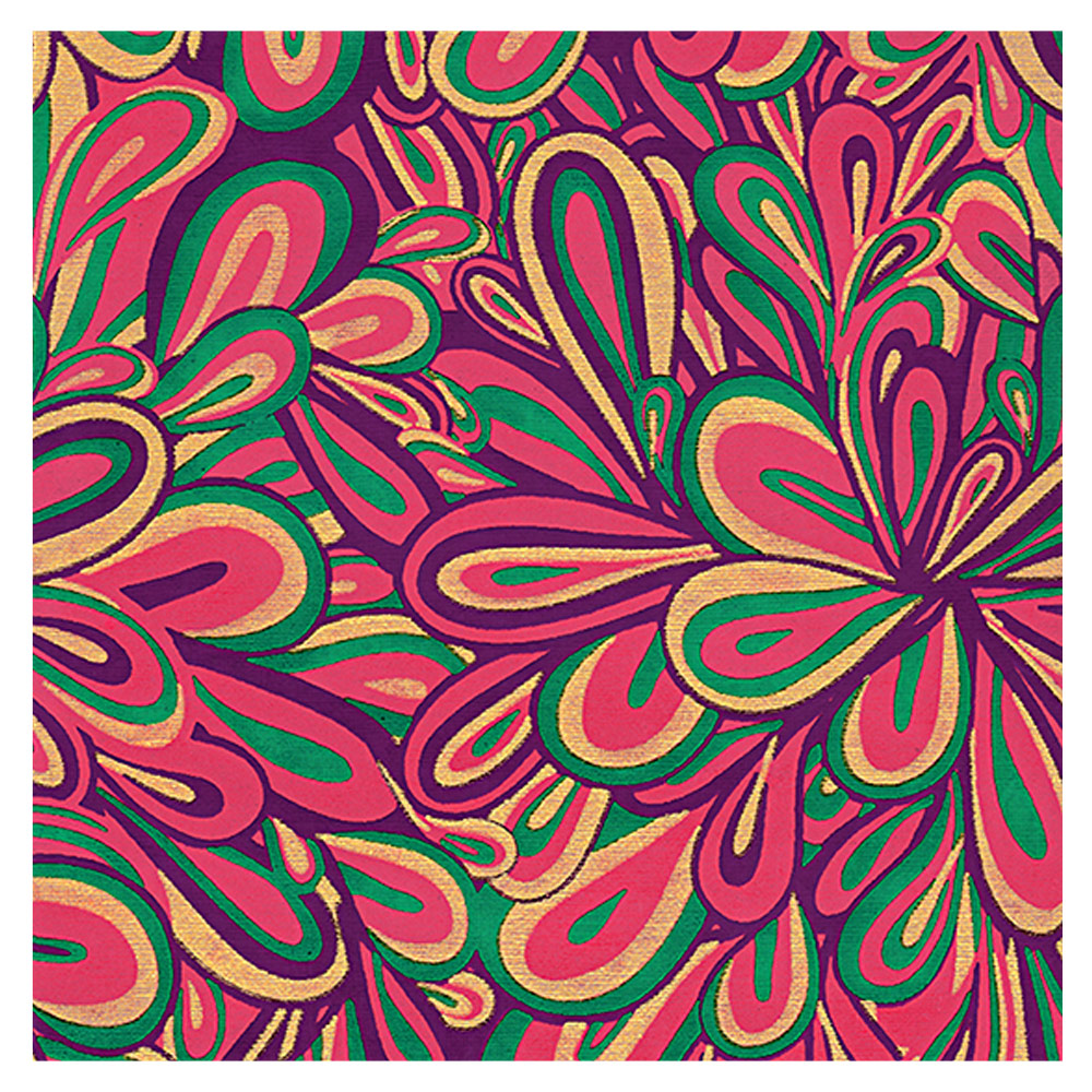 Black Ink Indian Floral Splash Paper 22"x30" Pink/Purple/Gold/Green