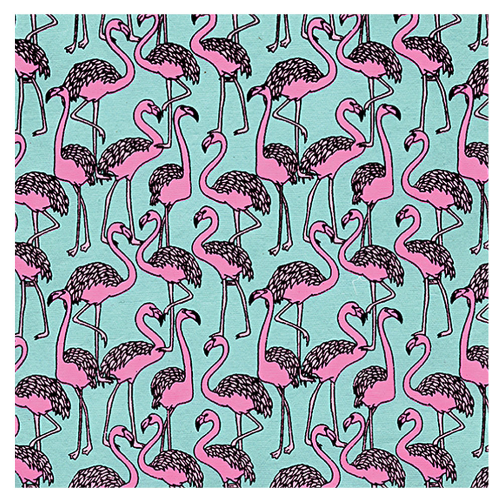 Black Ink Indian Pink Flamingos Paper 22"x30" Pink/Black/Aqua