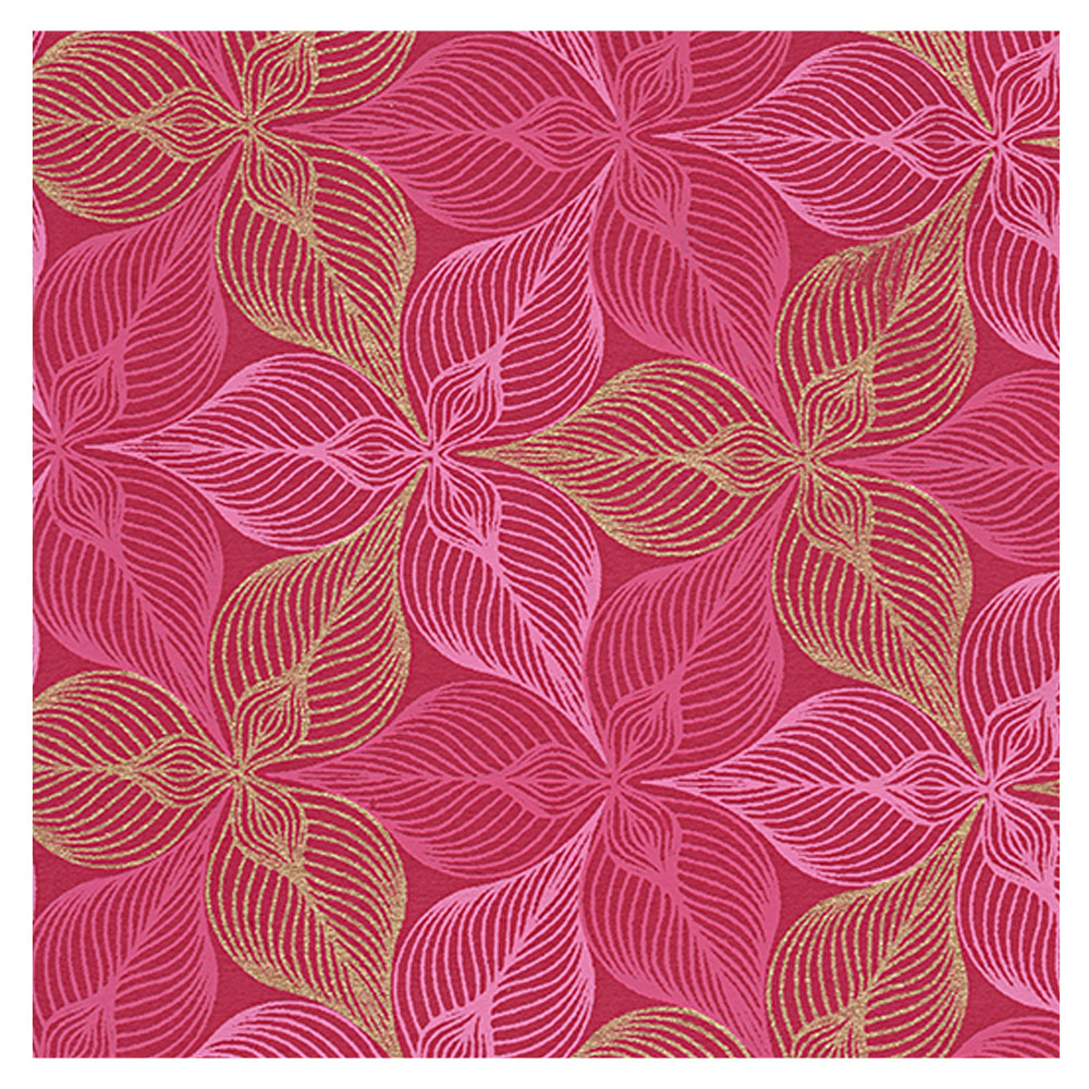 Black Ink Indian Trillium Paper 22"x30" Pinks/Gold On Magenta