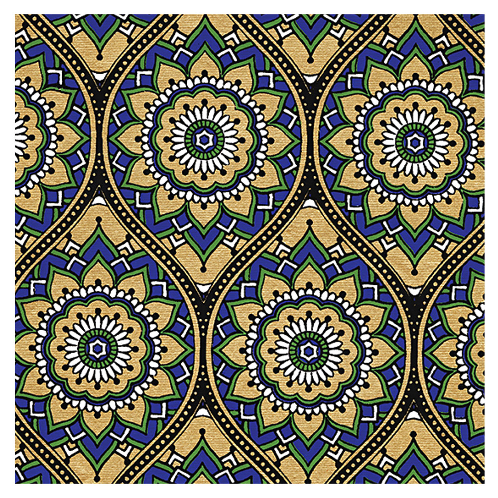Black Ink Indian Bohemian Paper 22"x30" Gold/Blue/Green/Black/White