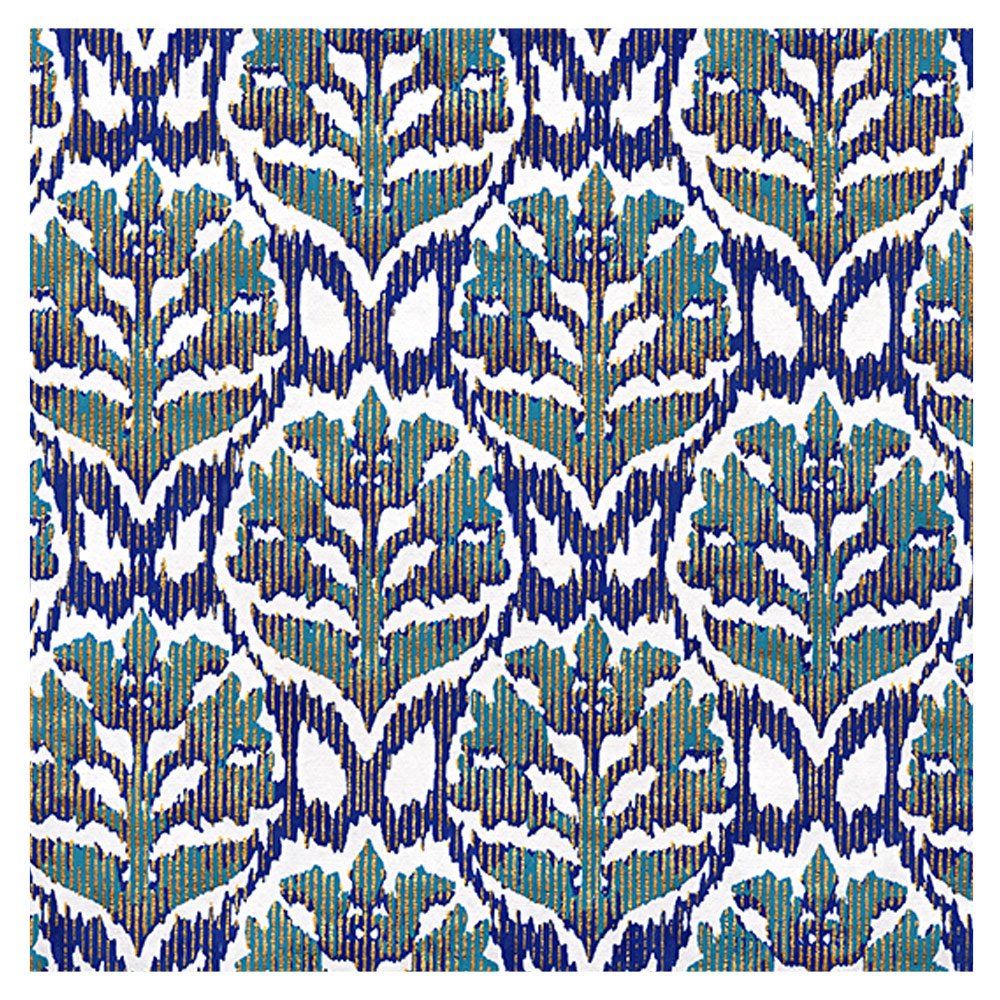 Black Ink Indian Damask Paper 22"x30" Blue/Teal/Gold