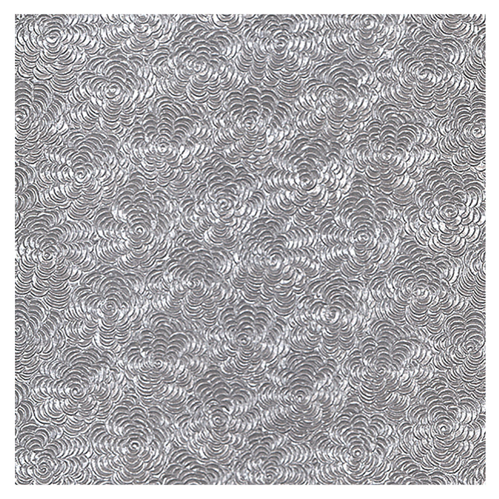 Black Ink Indian Embossed Zinnias Paper 22"x29.25" Silver