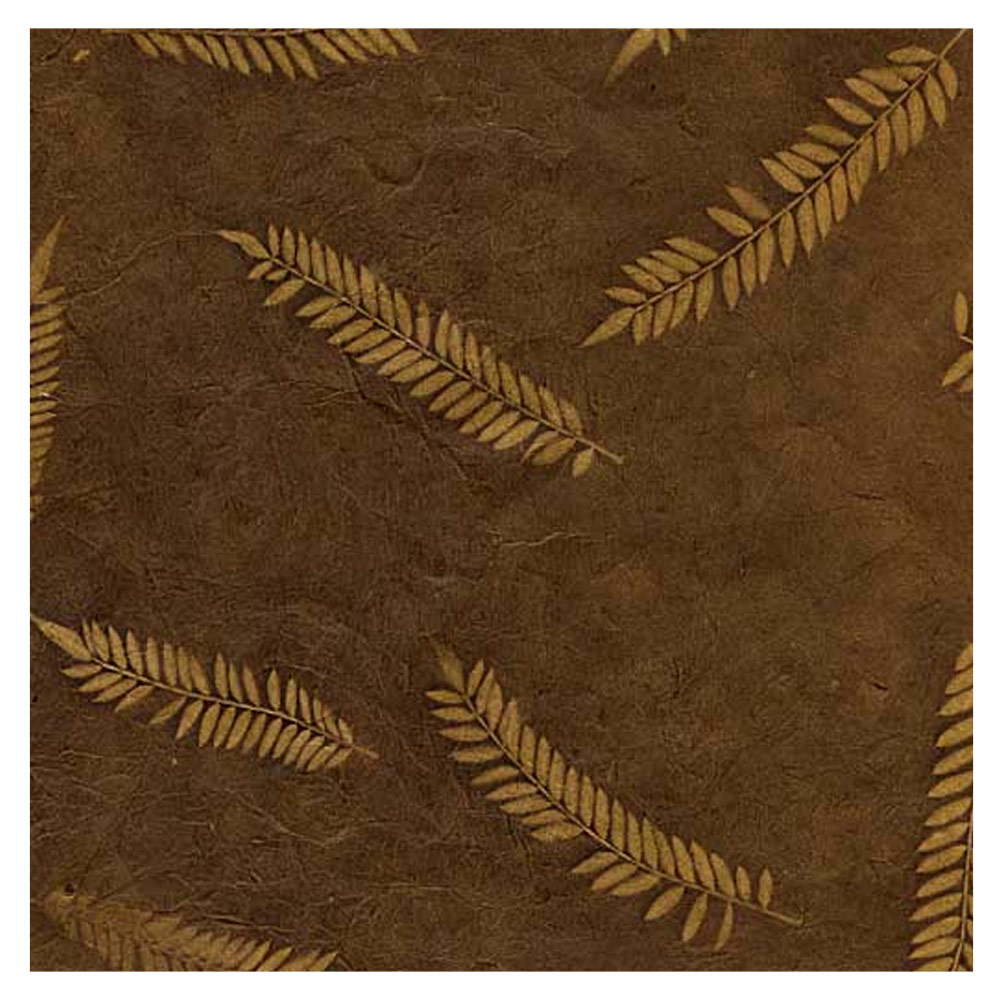 Black Ink Sun Washed Fern Lokta Paper 20"x30" Gold/Brown