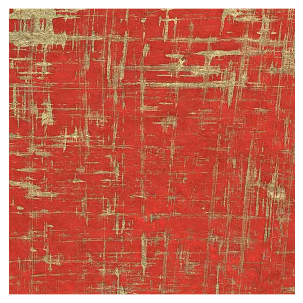 Black Ink Lokta Paper 20"x30" Gold Brush On Regal Red