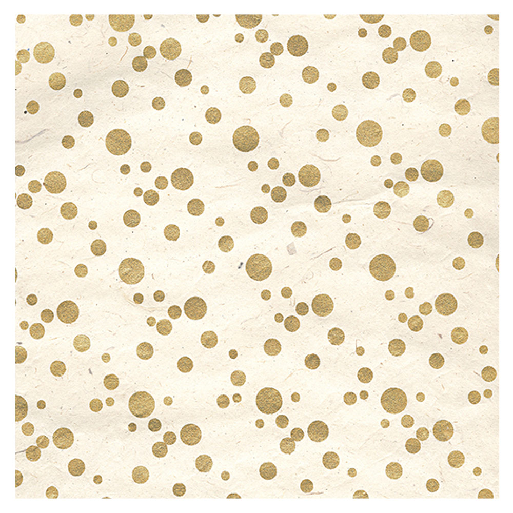Black Ink Screenprinted Party Confetti Lokta Paper 22"x30" Gold/Natural