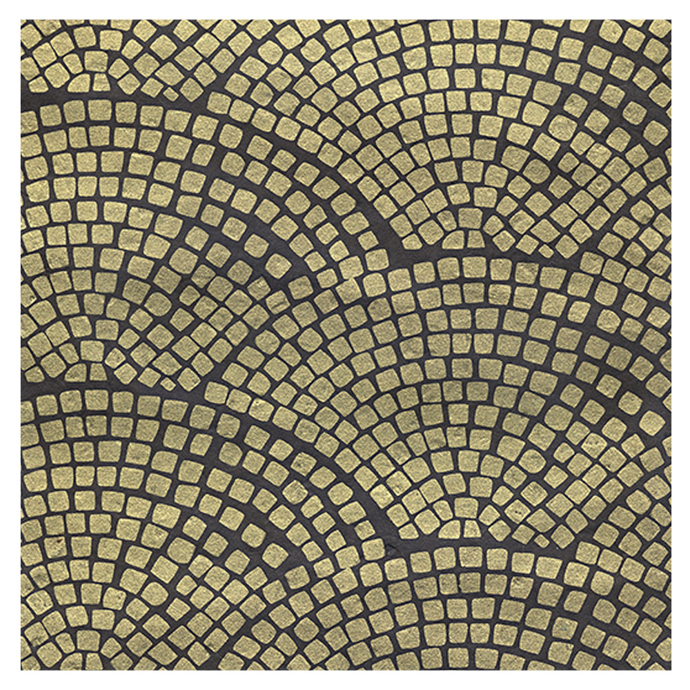 Black Ink Screenprinted Gold Pavers Lokta Paper 22"x30" Gold/Black