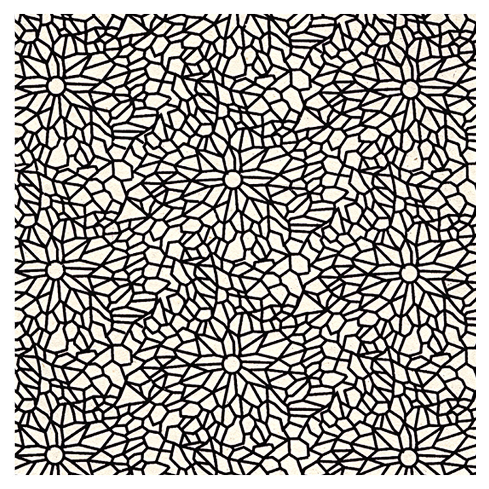 Black Ink Screenprinted Kaleidoscpe Lokta Paper 20"x30" Black/Natural