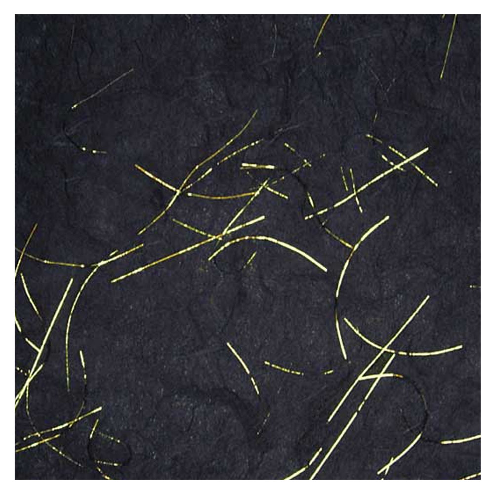 Black Ink Unryu Paper 8.5"x11" Black w/ Gold Thread