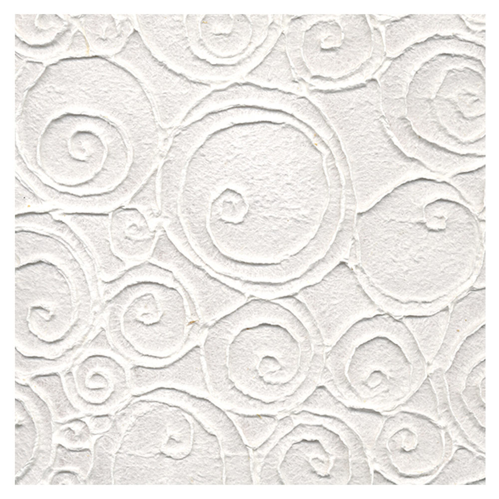 Black Ink Heavy Embossed Swirling Ovals Paper 21"x31" Natural White
