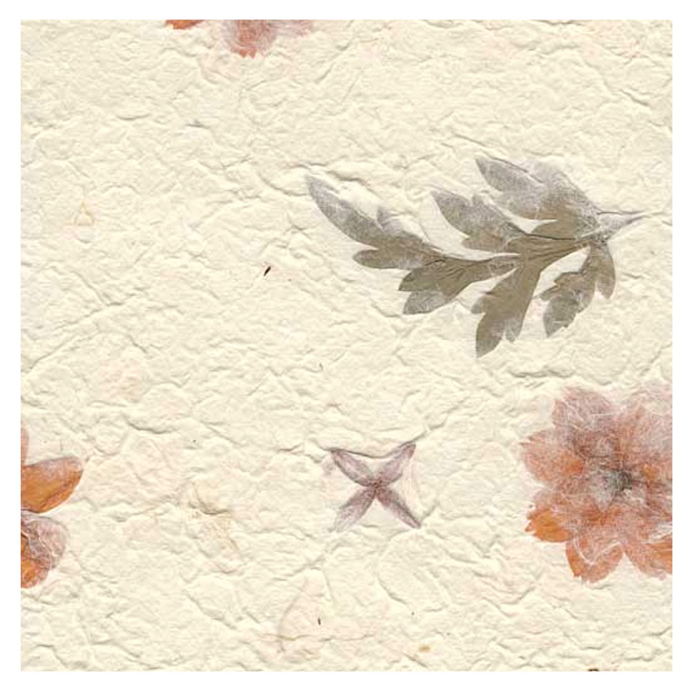 Black Ink Garden Series Orange Flower Paper 22"x30" Natural White