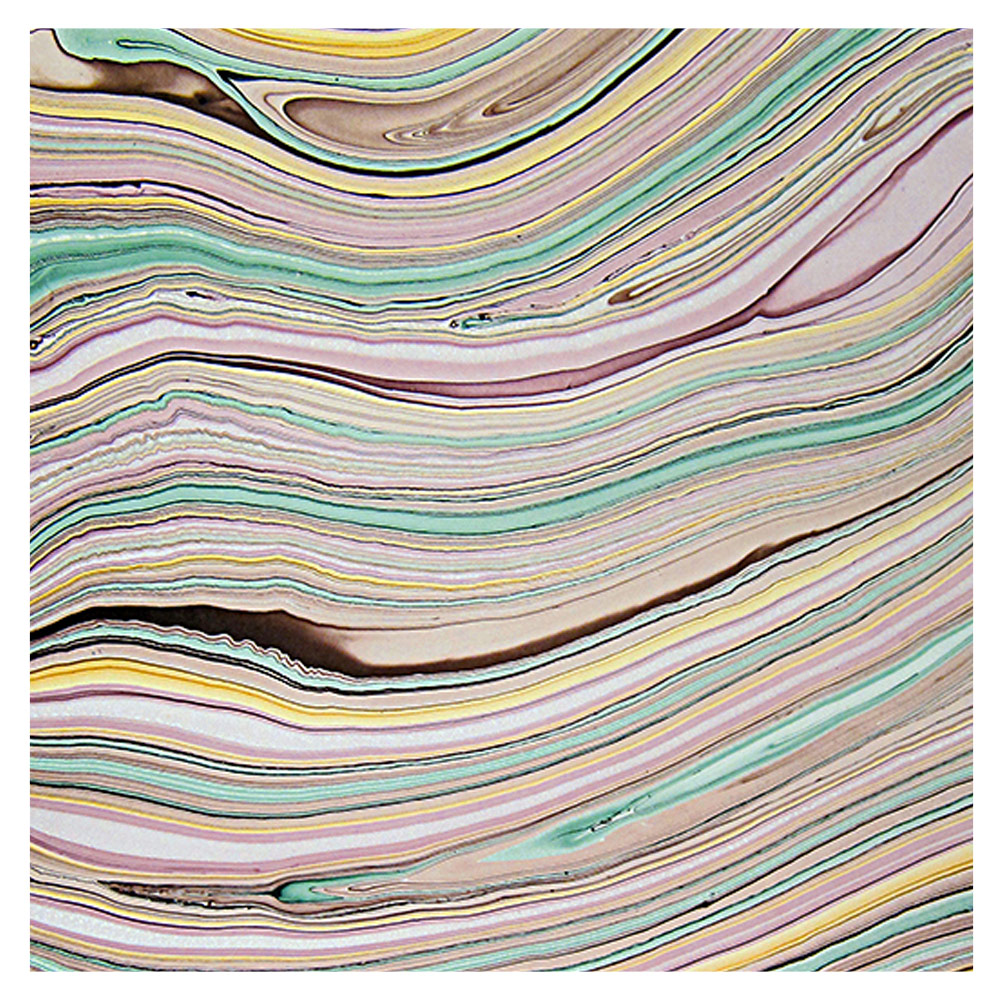 Black Ink Marbled Jasper Mulberry Paper 25"x37" Lavender/Blue/Yellow