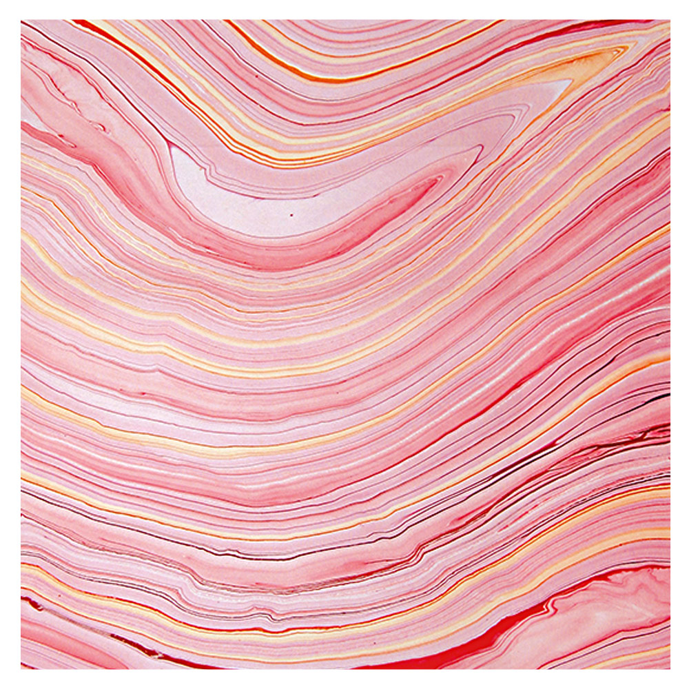 Black Ink Marbled Pink Coral Mulberry Paper 25"x37" Pink Coral/Sunset Orange