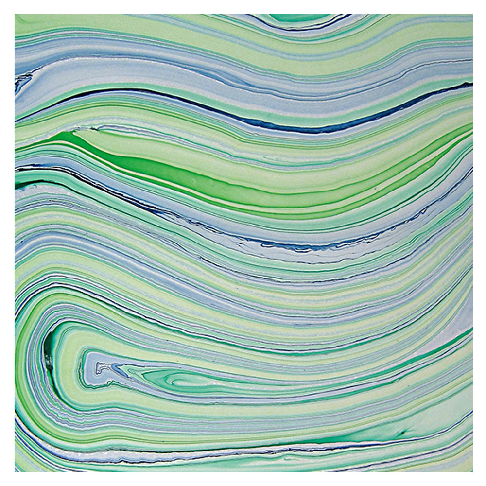 Black Ink Marbled Chrysocolla Mulberry Paper 25"x37" Blue/Green