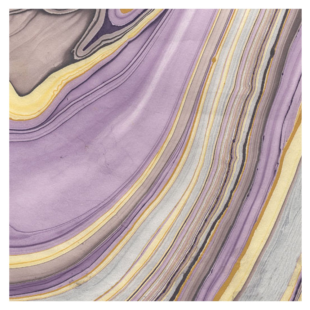 Black Ink Marbled Mulberry Paper 25"x37" Purple/Yellow/Silver