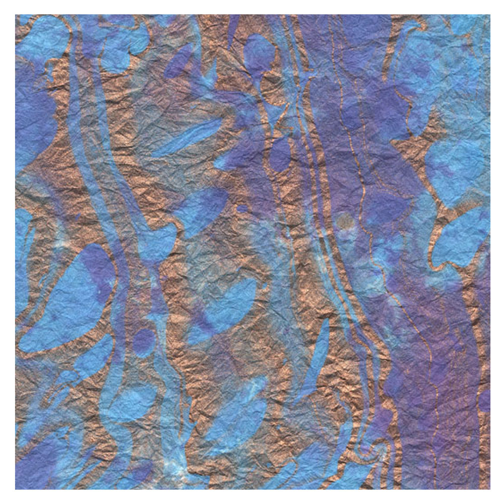Black Ink Marbled Momi Paper 24"x36" Turquoise/Purple/Copper