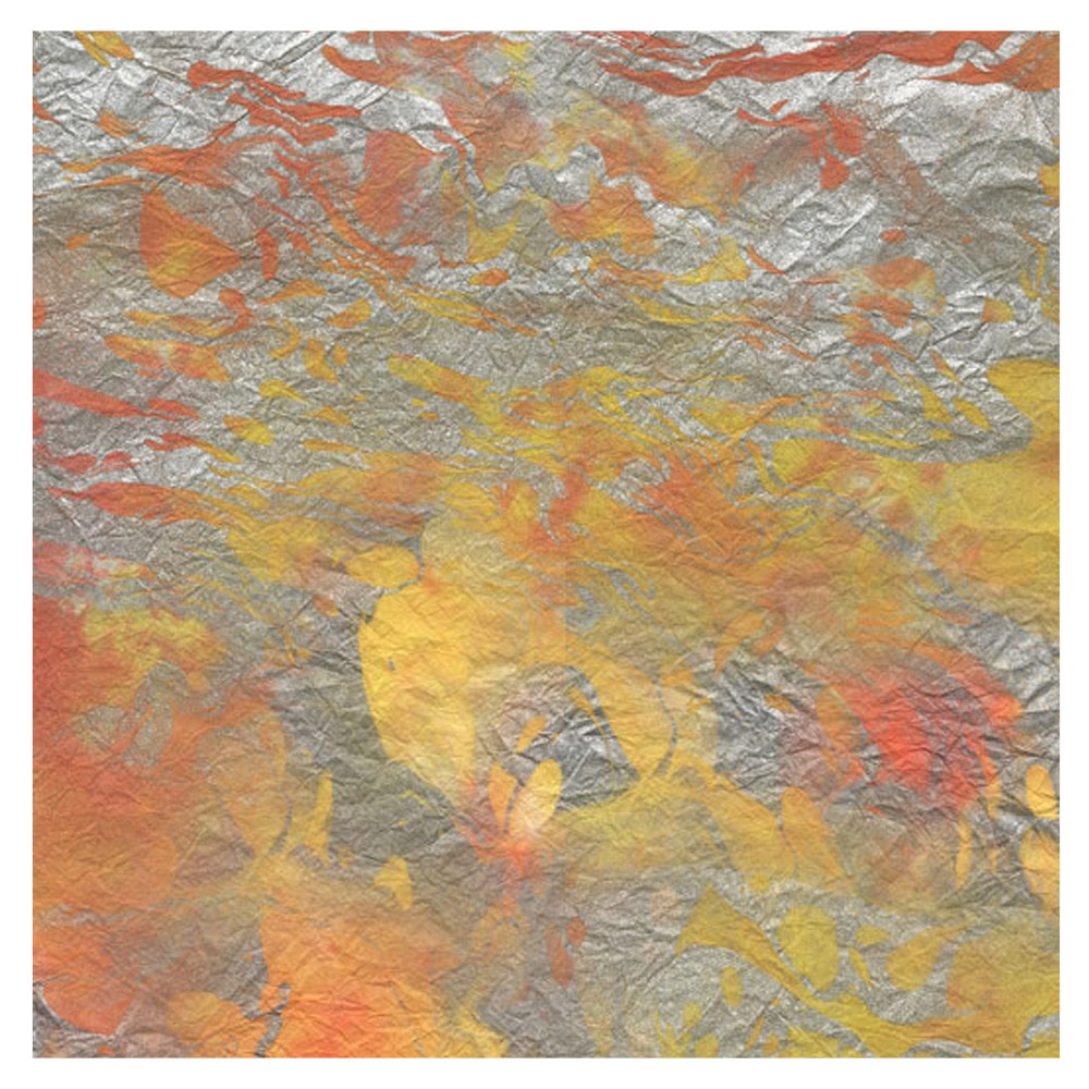 Black Ink Marbled Momi Paper 24"x36" Peach/Yellow/Silver