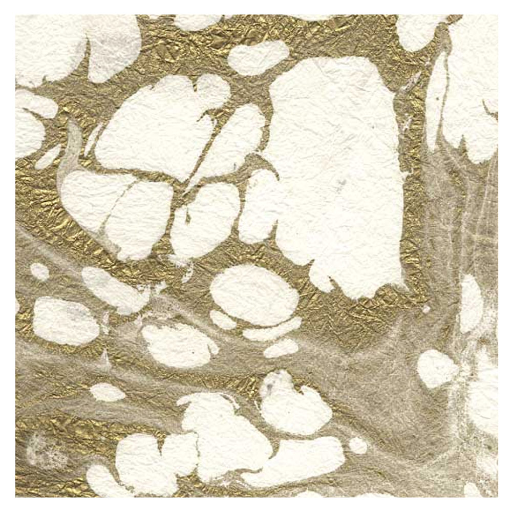 Black Ink Marbled Momi Paper 24"x36" White/Gold