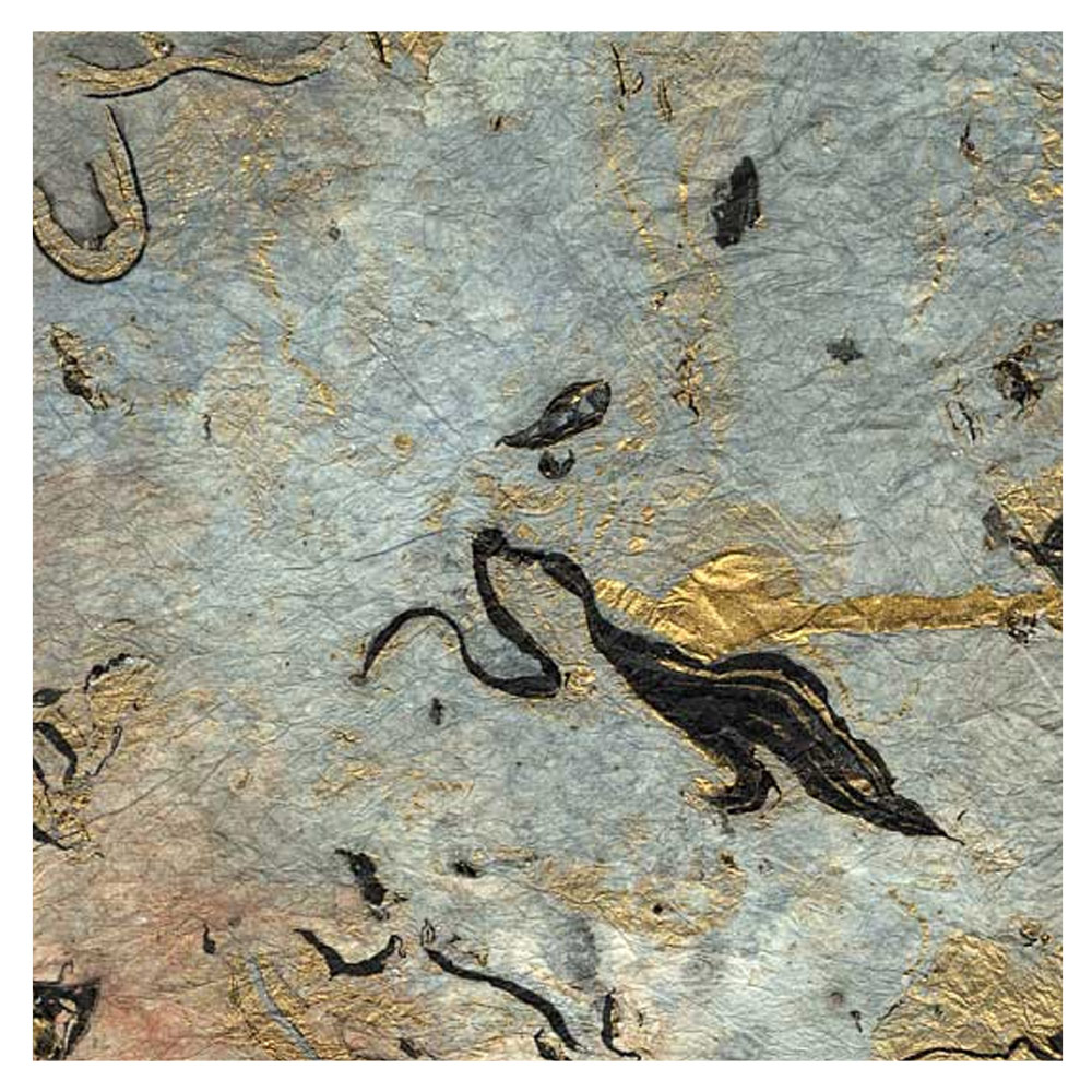 Black Ink Marbled Opal Momi Paper 24"x36" Blue/Taupe/Black/Gold