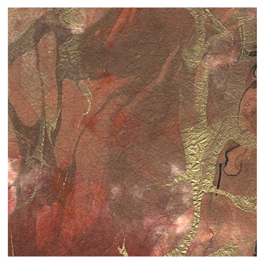 Black Ink Marbled Firestorm Momi Paper 24"x36" Orange/Mustard/Gold/Black