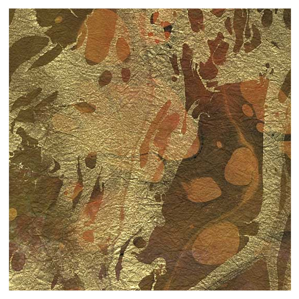 Black Ink Marbled Mesa Momi Paper 24"x36" Orange/Dark Mustard/Gold/Black