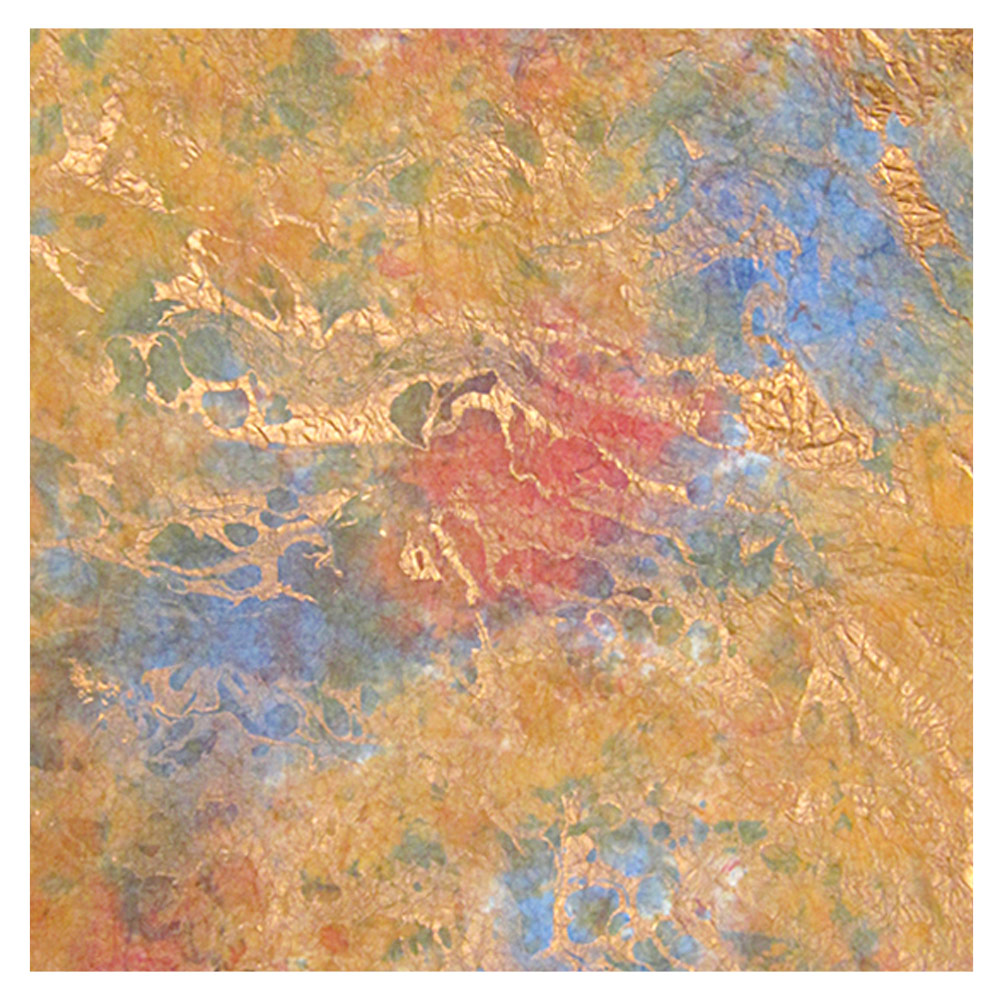 Black Ink Marbled Pompeii Momi Paper 24"x36" Coral/Blue/Olive/Copper
