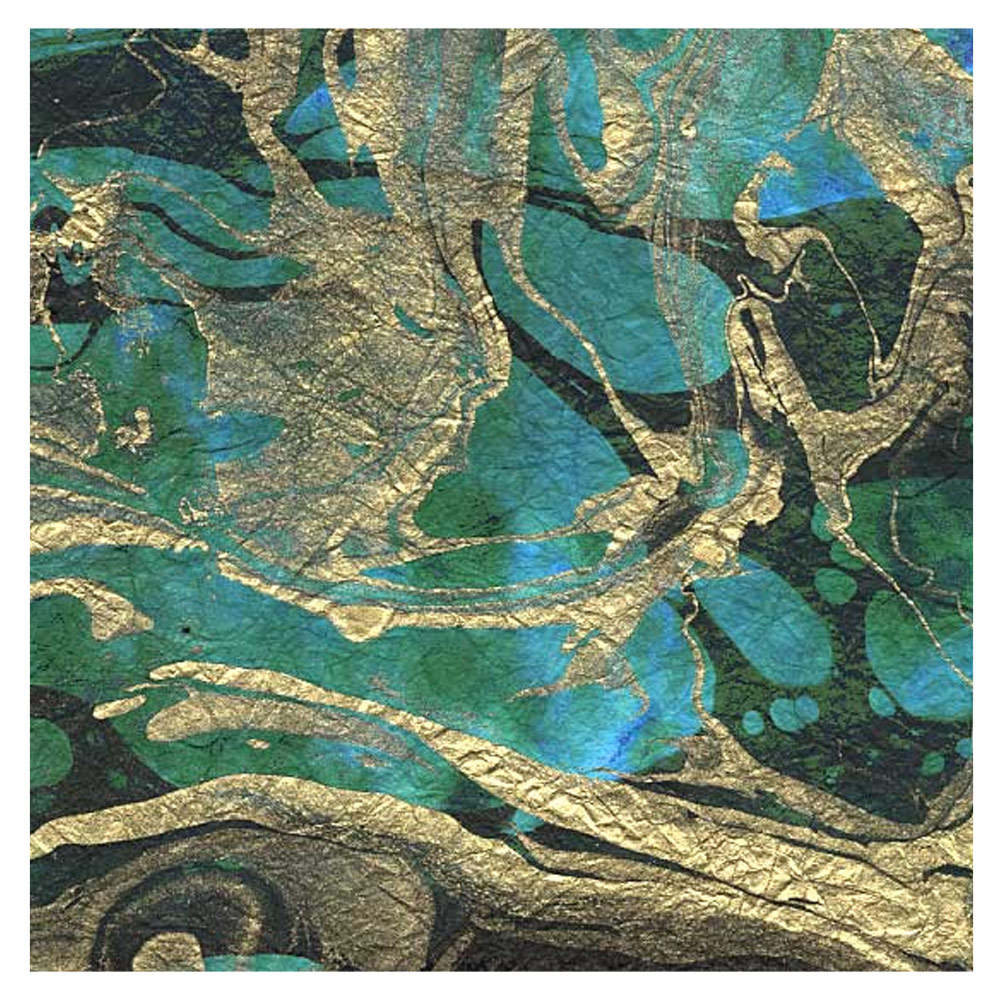 Black Ink Marbled Tidal Wave Momi Paper 24"x36" Teal/Blue/Gold/Black