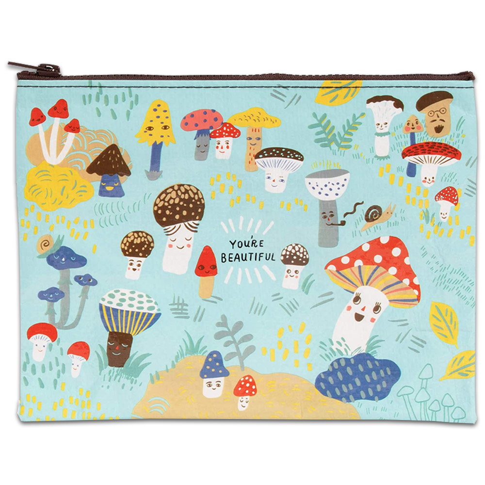 Blue Q Zipper Pouch Cute Lil Mushrooms