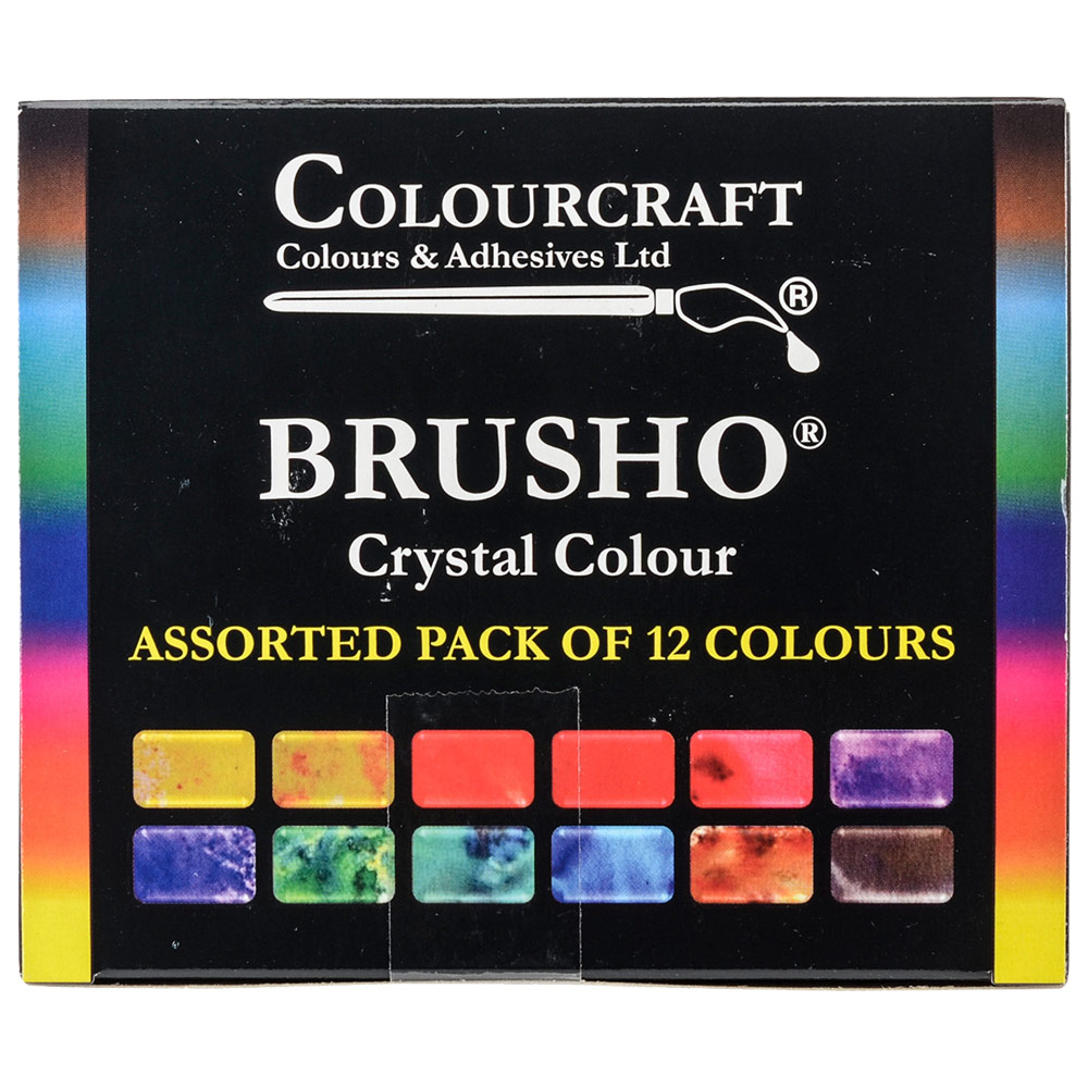 Colourcraft Brusho Crystal Colour 12 x 15g Set Assorted Pack