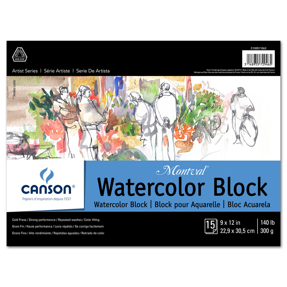 Canson Montval Watercolor Block 140lb 9" x 12" Cold Press