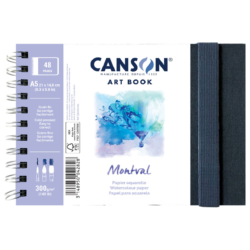 Canson Art Book A5 Montval Watercolor Paper 140lb 48 Sheets 8.3"x5.8" CP