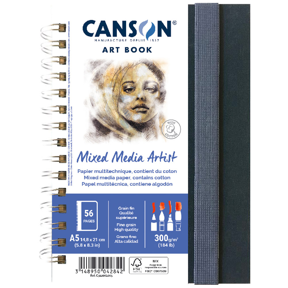 Canson Art Book A5 Mixed Media Artist 184lb 56 Sheets 5.8"x8.3"