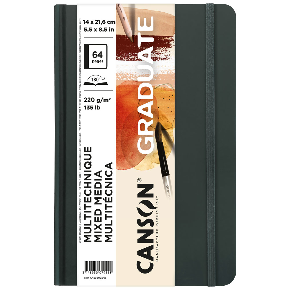 Canson Graduate Mixed Media Book 135lb 64 Sheets 5.5"x8.5" Natural