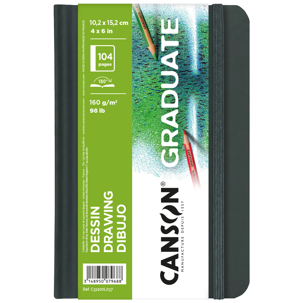 Canson Graduate Drawing Book 98lb 104 Sheets 4"x6" White