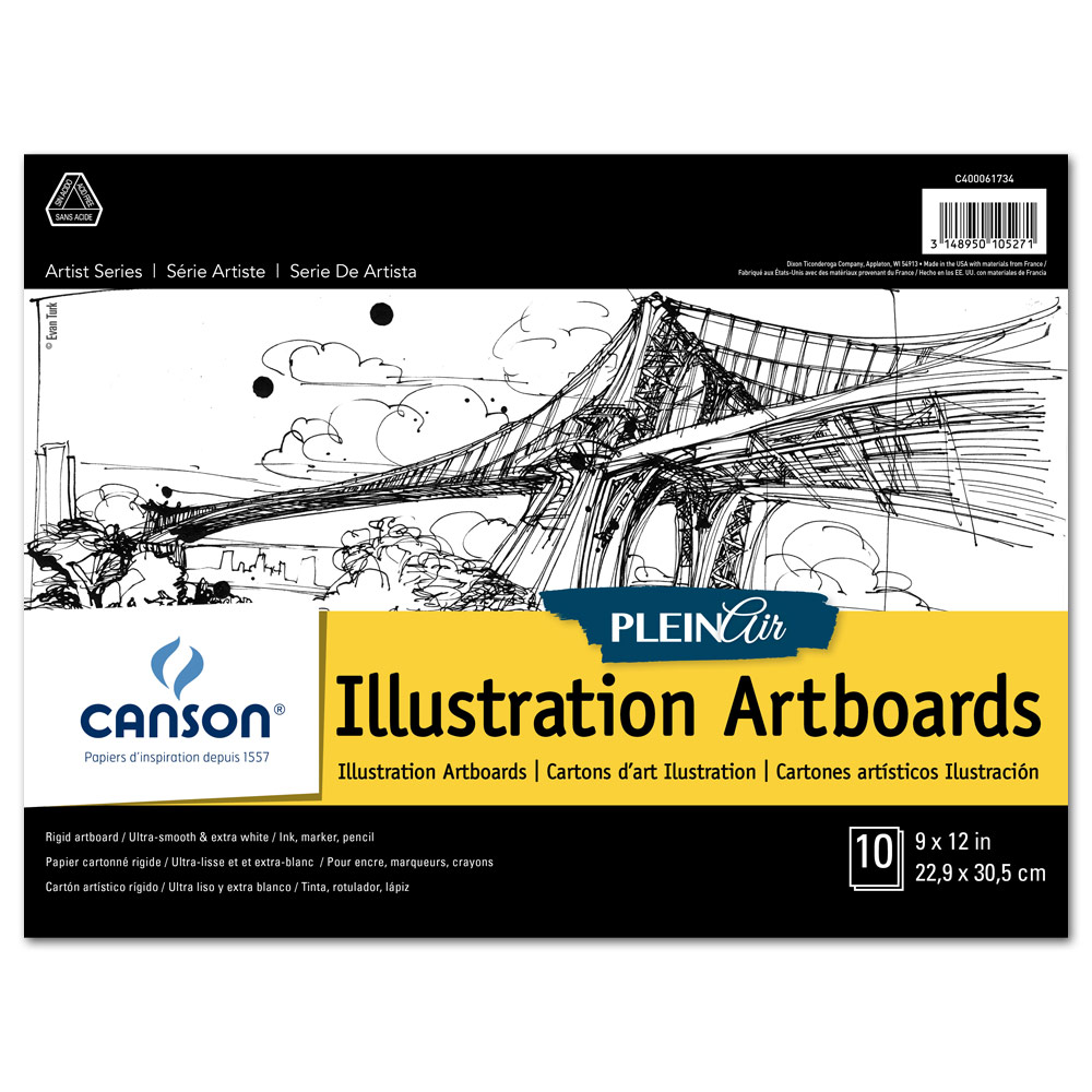Canson Plein Air Illustration Artboard Pad 10 Sheets 9"x12" Extra White