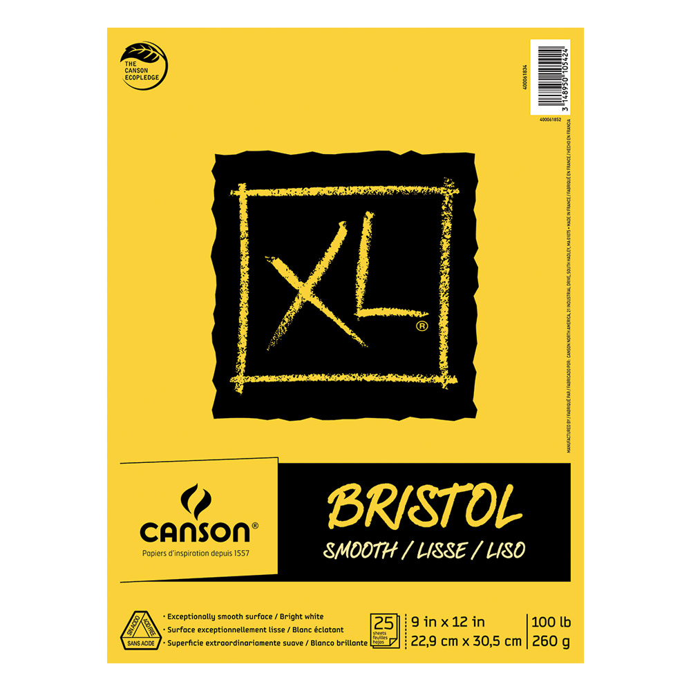Bachmore Bristol Paper 9 X 12 inches Smooth Pad 105lb/280gsm 25