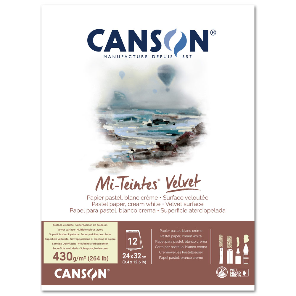 Canson Mi-Teintes Velvet Pastel Paper Pad 12 Sheets 9"x12" Cream White