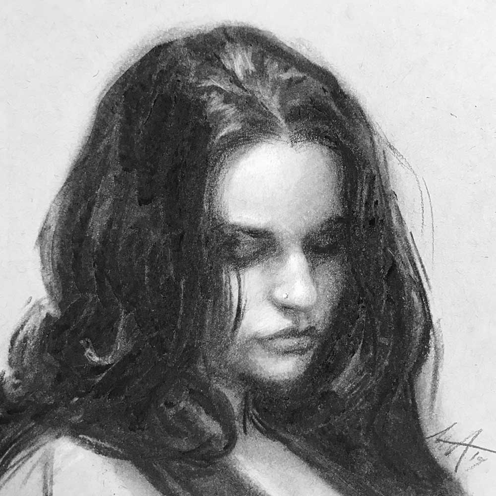 In the Studio: Charcoal Portraiture from a Model 4/28