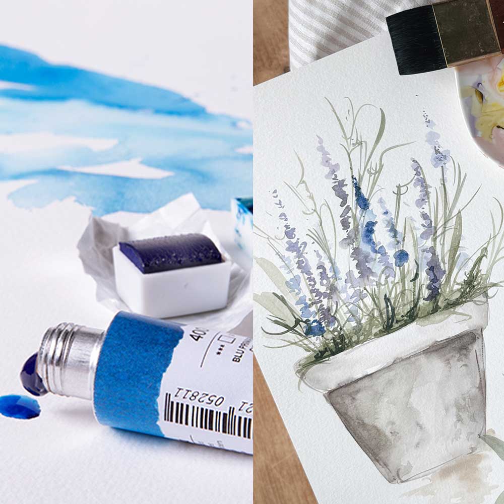 Paint Lavender and Hydrangia in Watercolor with MaimeriBlu 7/19