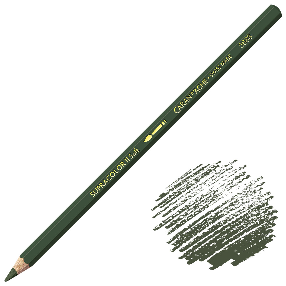Caran d'Ache Supracolor Soft Aquarelle Color Pencil Olive Black