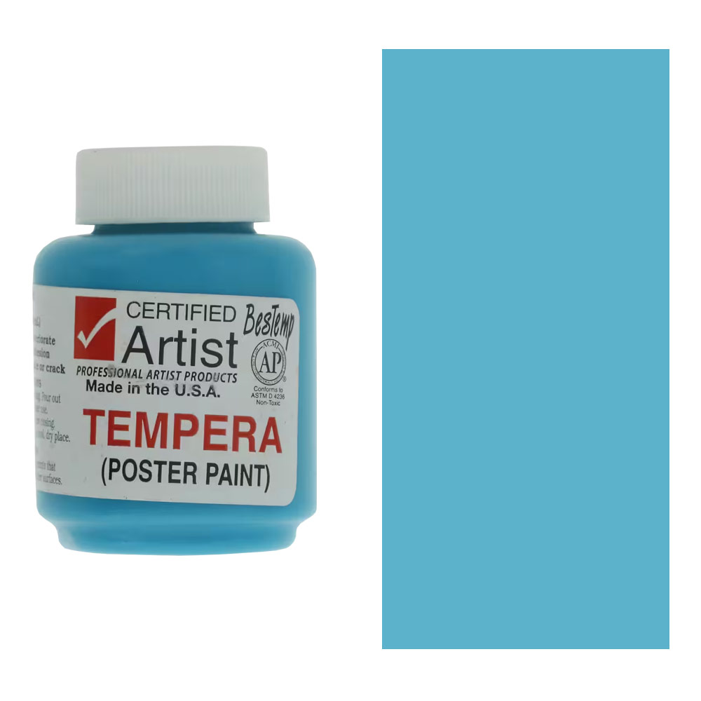 Bestemp Certified Artist Tempera Poster Paint 2oz Turquoise