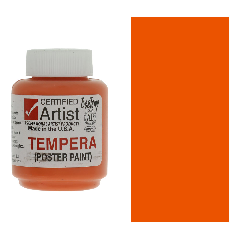 Bestemp Certified Artist Tempera Poster Paint 2oz Orange