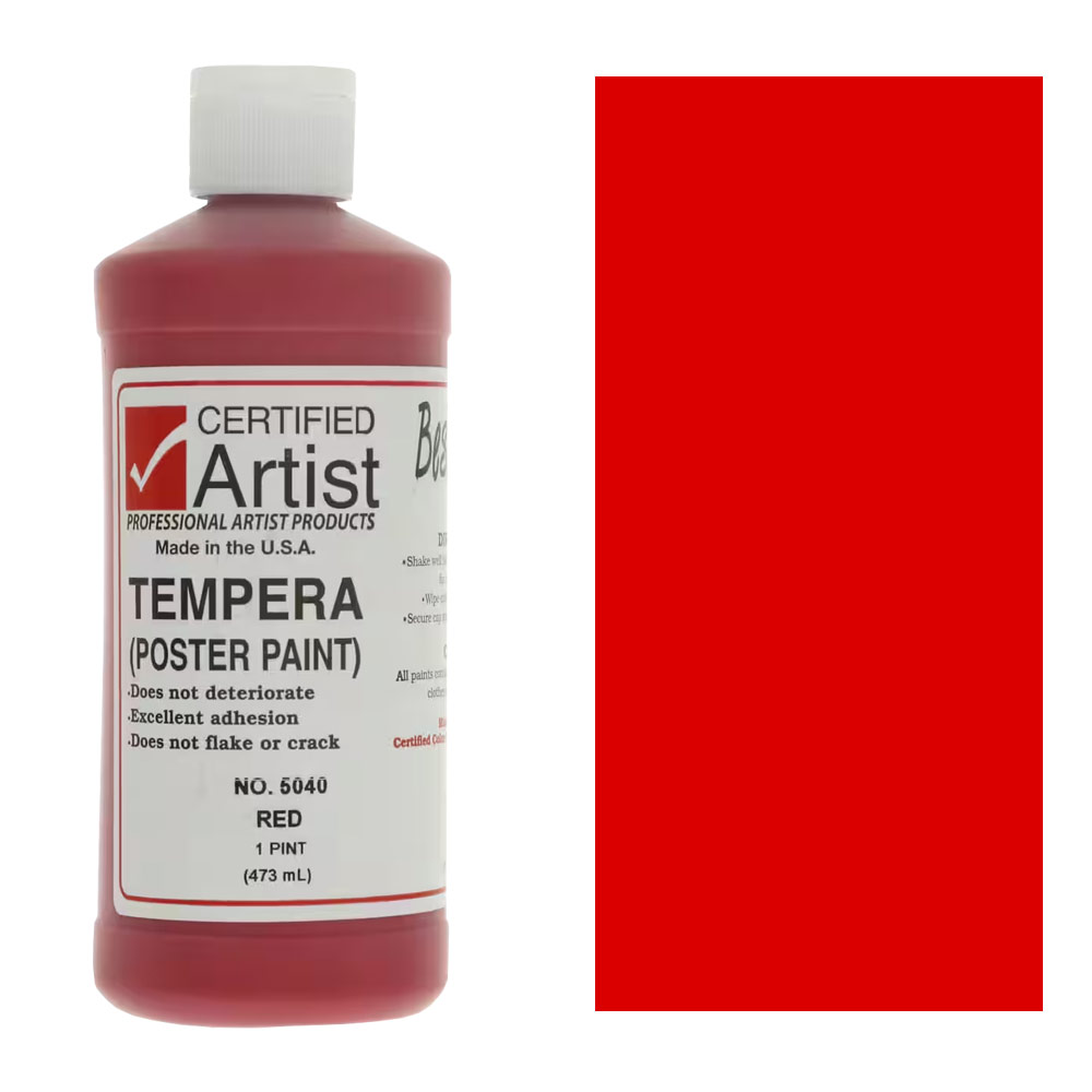 Bestemp Certified Artist Tempera Poster Paint 16oz Red