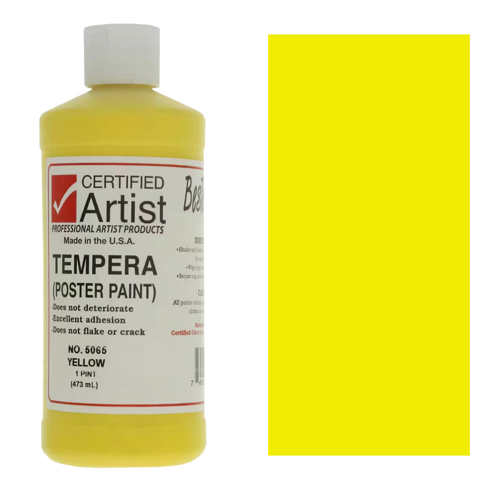 Bestemp Certified Artist Tempera Poster Paint 16oz Yellow