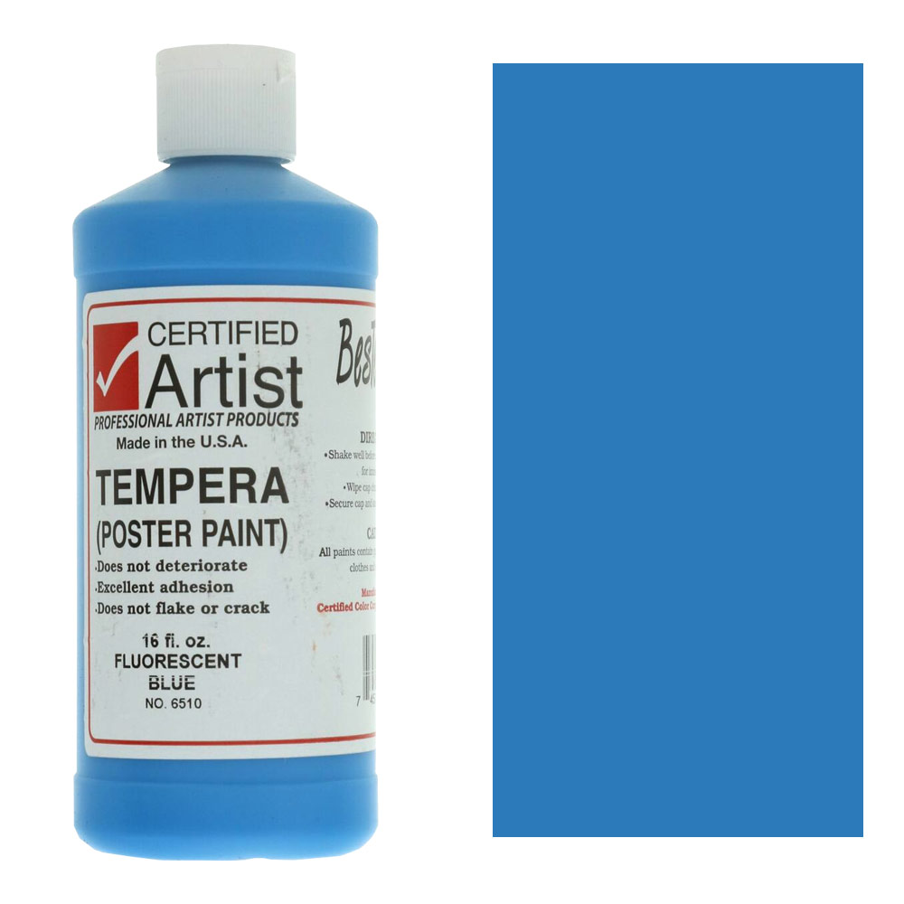 Bestemp Certified Artist Tempera Poster Paint 16oz Fluorescent Blue