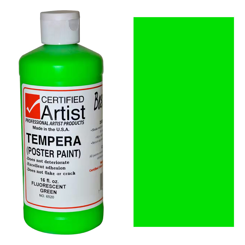 Bestemp Certified Artist Tempera Poster Paint 16oz Fluorescent Green