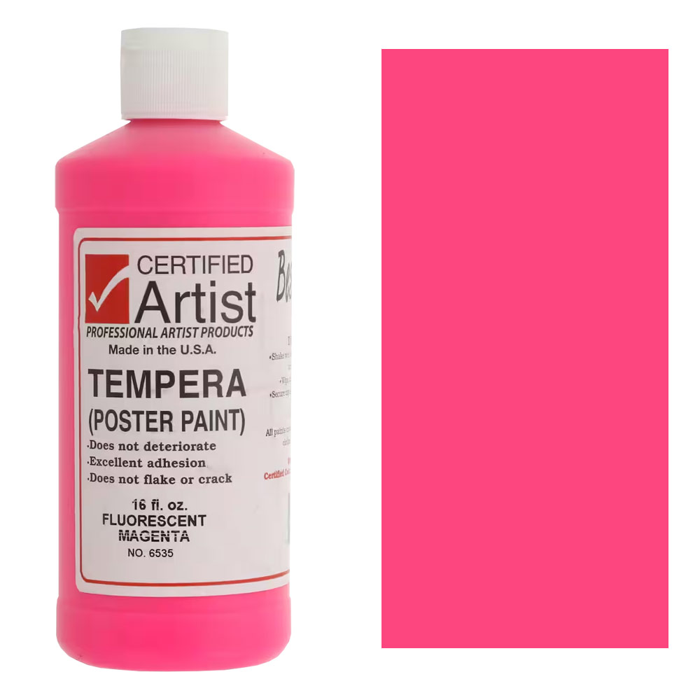 Bestemp Certified Artist Tempera Poster Paint 16oz Fluorescent Magenta